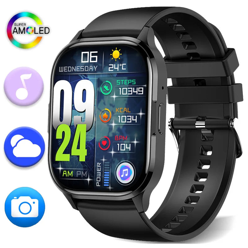 HK21 Bluetooth Smartwatch AMOLED Screen Heart Rate Blood Oxygen Outdoor Waterproof Sports Watch Voice Calling Smart Watch