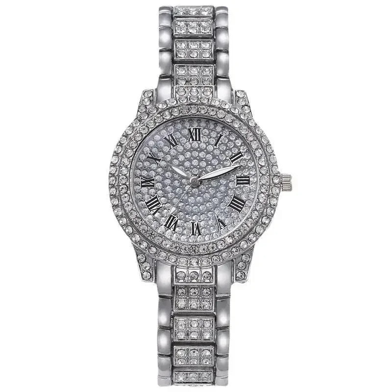 Women Luxury Shiny Diamond Watch Full Steel Diamond Watches Adjustable Bling Crystal Quartz Wristwatches for Women Clock Gifts