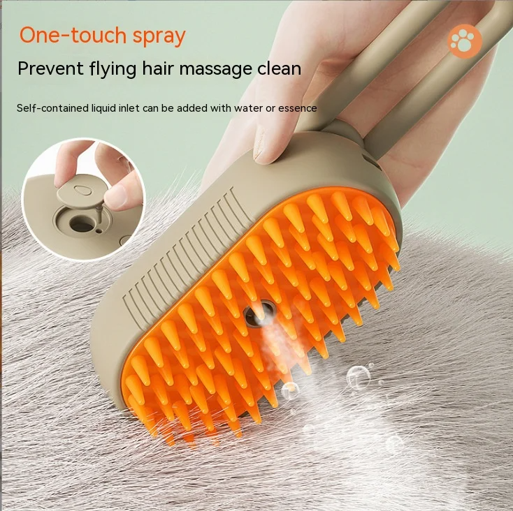 Pet Spray Comb for Cats and Dogs Pet Electric Spray Hair Removal Comb One Key Spray Anti-Flying Massage Brush, Clean Massage