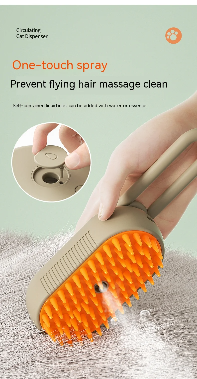 Pet Spray Comb for Cats and Dogs Pet Electric Spray Hair Removal Comb One Key Spray Anti-Flying Massage Brush, Clean Massage