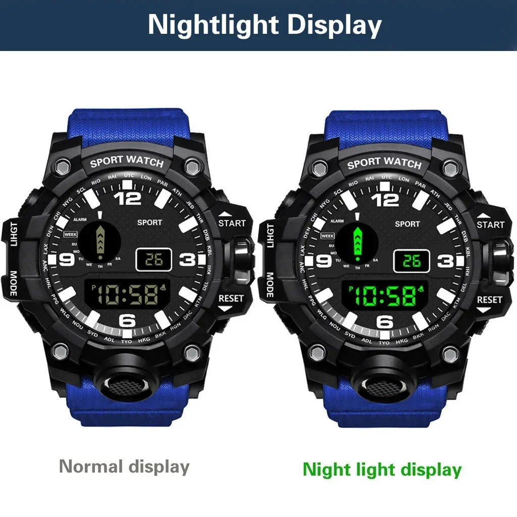 Men's LED Digital Watch Men Sport Watches Fitness Electronic Watch Multifunction Military Sports Watches Clock Kids Gifts 2024